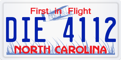 NC license plate DIE4112