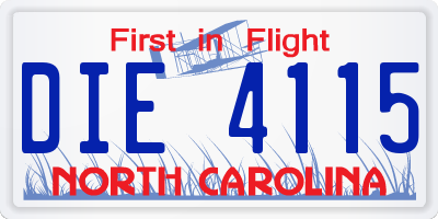 NC license plate DIE4115