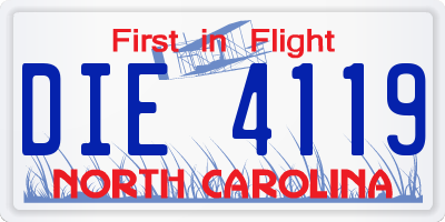 NC license plate DIE4119