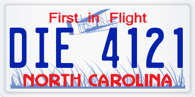 NC license plate DIE4121