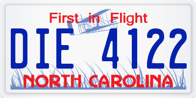 NC license plate DIE4122