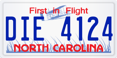 NC license plate DIE4124