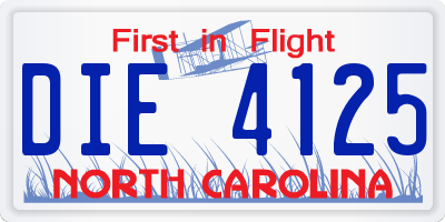 NC license plate DIE4125