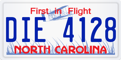 NC license plate DIE4128