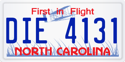 NC license plate DIE4131