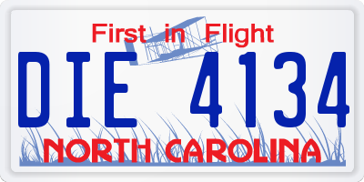 NC license plate DIE4134