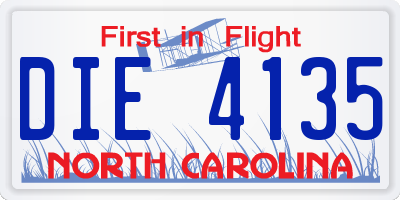 NC license plate DIE4135