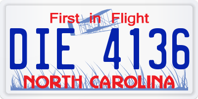 NC license plate DIE4136
