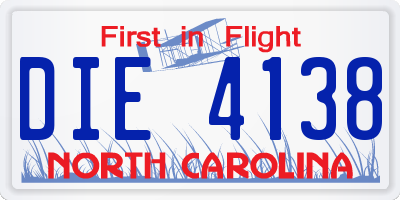NC license plate DIE4138
