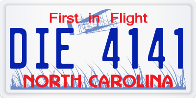 NC license plate DIE4141