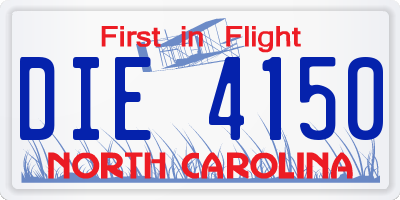 NC license plate DIE4150