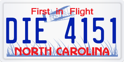 NC license plate DIE4151