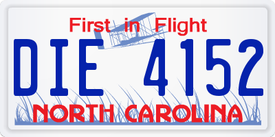 NC license plate DIE4152