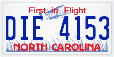 NC license plate DIE4153