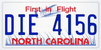 NC license plate DIE4156