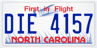 NC license plate DIE4157