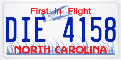 NC license plate DIE4158