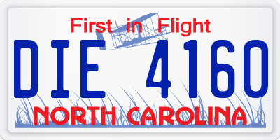 NC license plate DIE4160