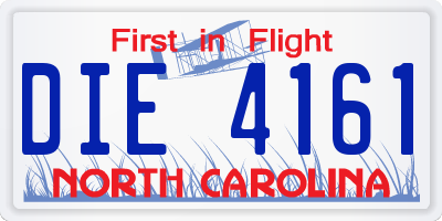 NC license plate DIE4161