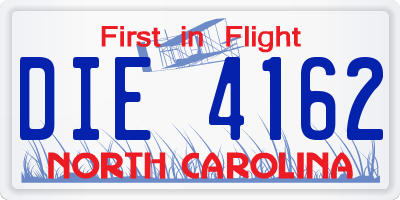 NC license plate DIE4162