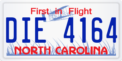 NC license plate DIE4164