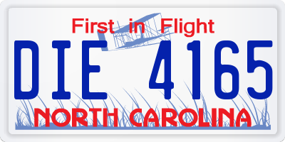 NC license plate DIE4165