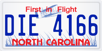 NC license plate DIE4166