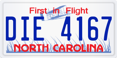 NC license plate DIE4167