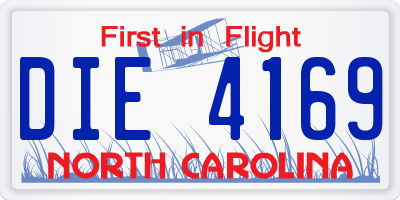 NC license plate DIE4169