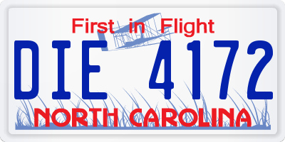NC license plate DIE4172