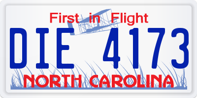 NC license plate DIE4173