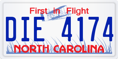 NC license plate DIE4174