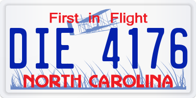 NC license plate DIE4176