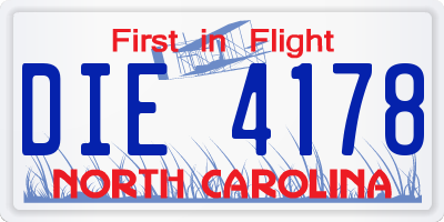 NC license plate DIE4178