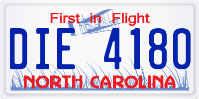 NC license plate DIE4180