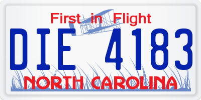 NC license plate DIE4183