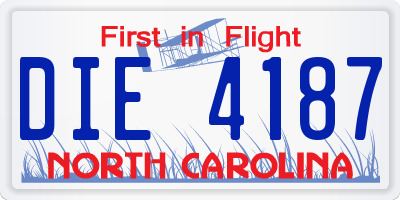 NC license plate DIE4187