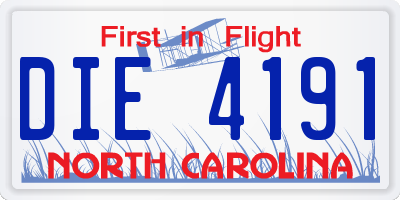 NC license plate DIE4191