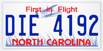 NC license plate DIE4192