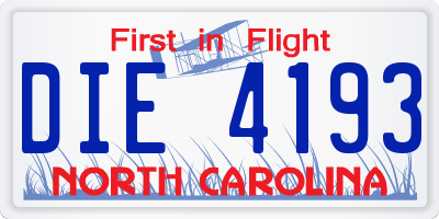 NC license plate DIE4193