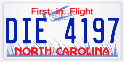 NC license plate DIE4197