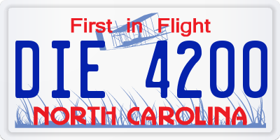 NC license plate DIE4200