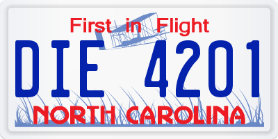 NC license plate DIE4201