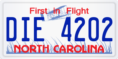 NC license plate DIE4202