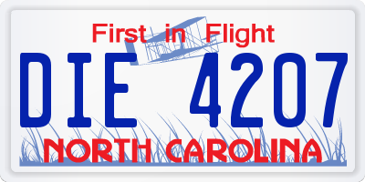 NC license plate DIE4207