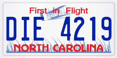 NC license plate DIE4219