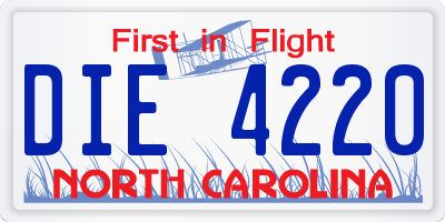 NC license plate DIE4220