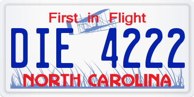 NC license plate DIE4222