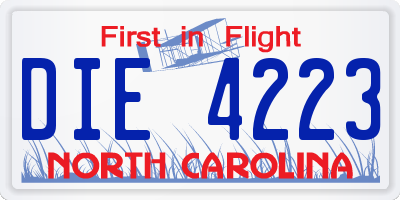 NC license plate DIE4223
