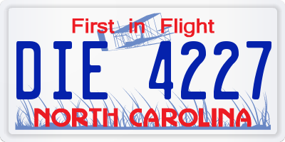 NC license plate DIE4227